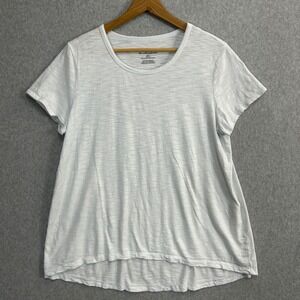 Chicos The Ultimate Tee White Slub Knit Scoop Neck T-Shirt Womens Size 2 Large